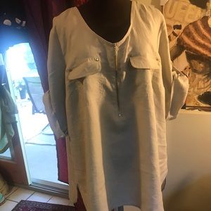 NWT Ellen Tracy Linen roll tab sleeves tunic